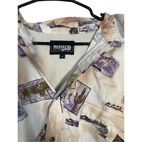 Resistol Rodeo Gear Mens Multi Color Graphic Print Button Up Short Sleeve Sz XL - Picture 4 of 6